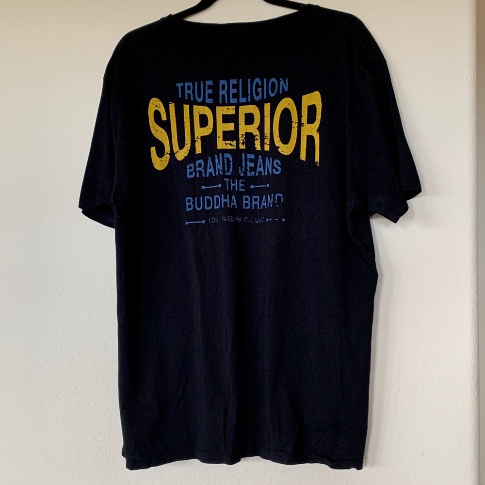 True Religion Superior Men’s Black V Neck T Shirt